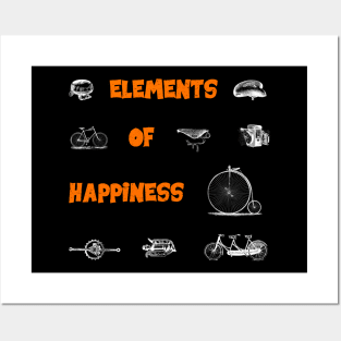 Vintage Bike Elements  with pedal, crank and bell. Elements of Happiness, enjoy your ride. Posters and Art